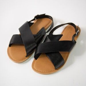 ASOS Sandals in Black Vegan Faux Leather Criss Cross Backstrap